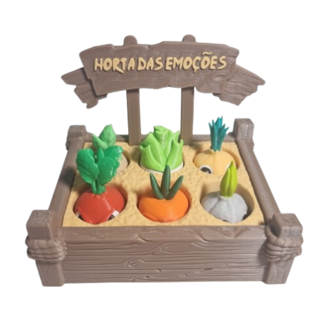 Horta das Emoções da Ilha Zoio com seis personagens representando sentimentos